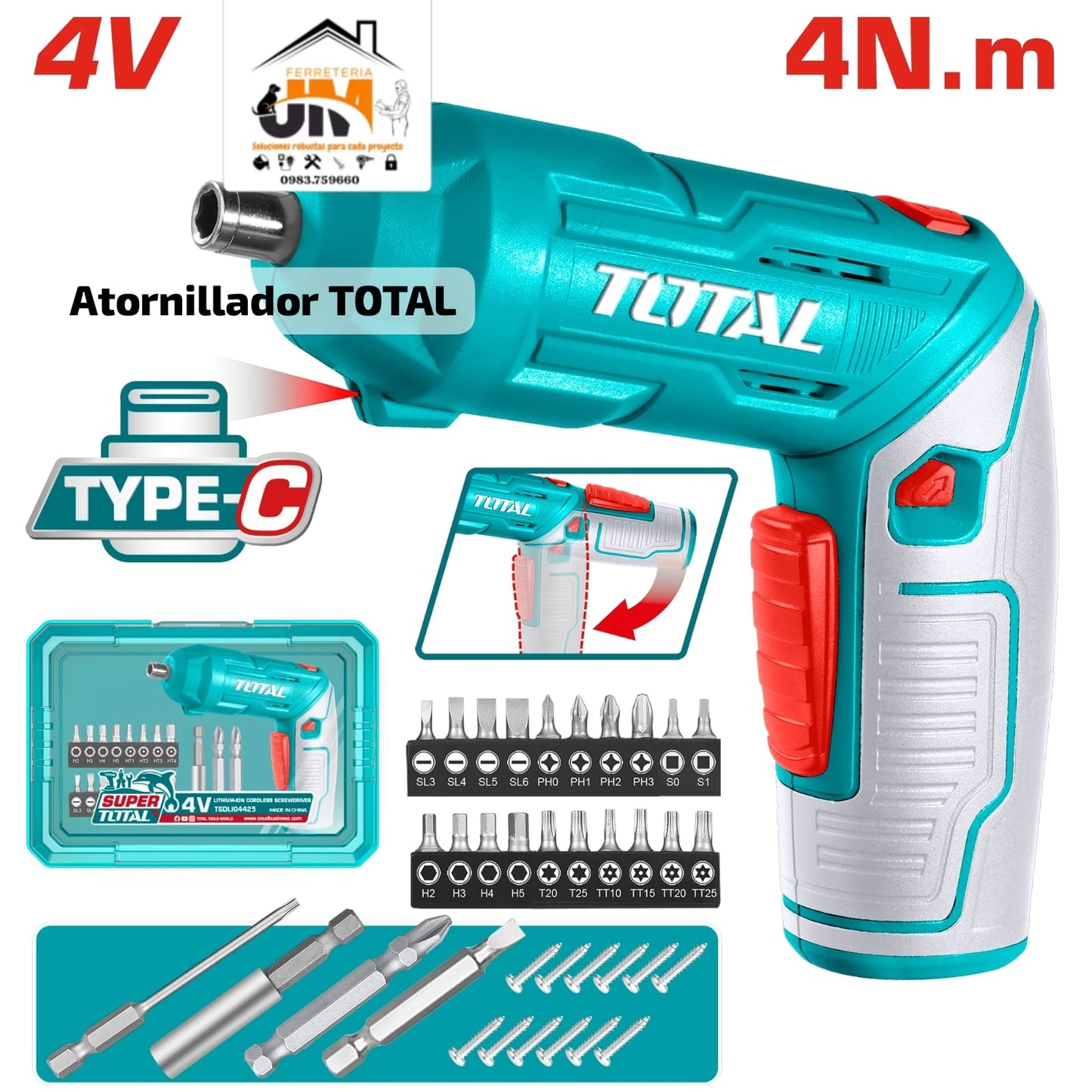 ATORNILLADOR TOTAL A BATERIA 4V