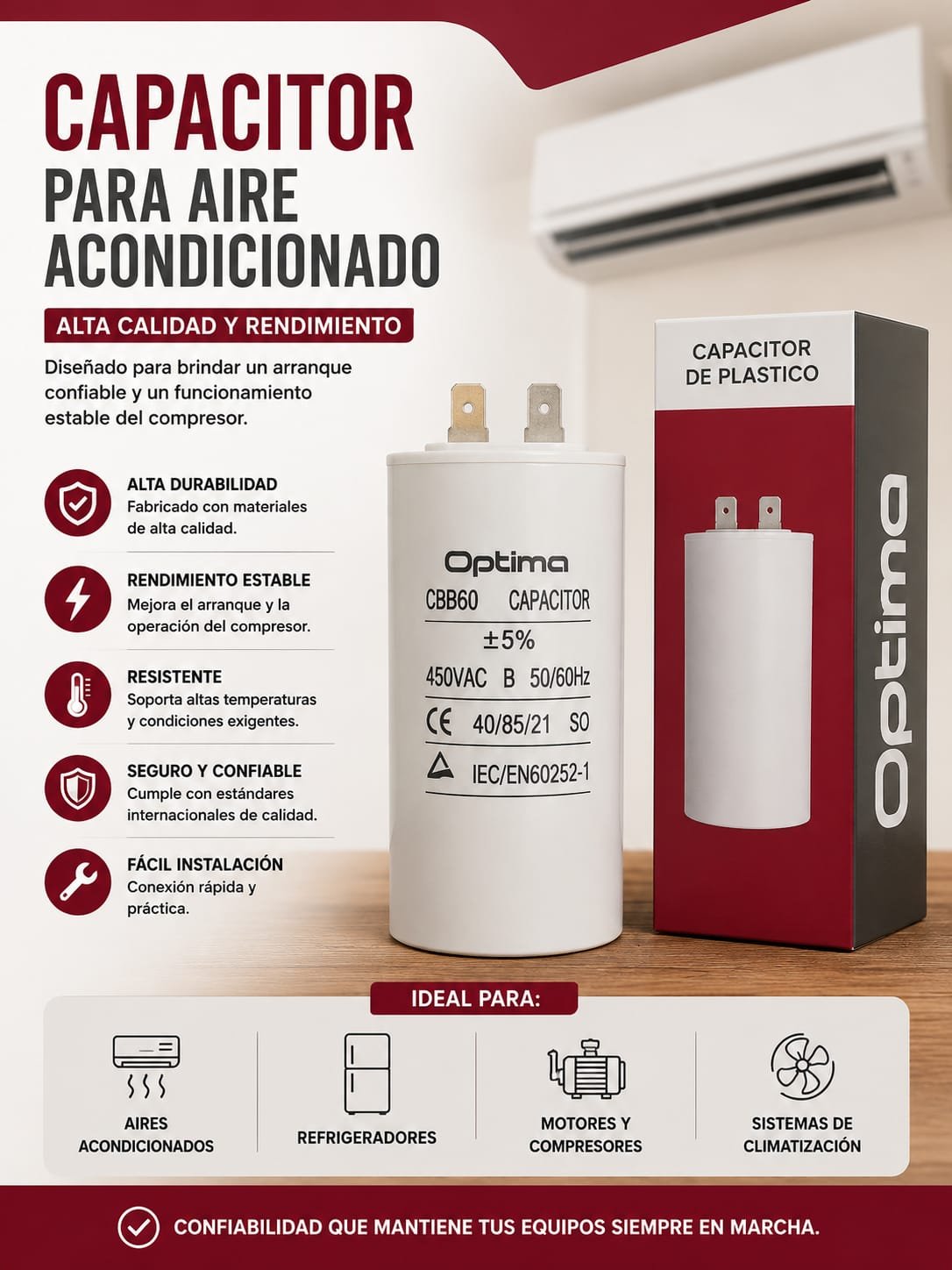 CAPACITOR 30UF PARA LAVARROPA OPTIMA