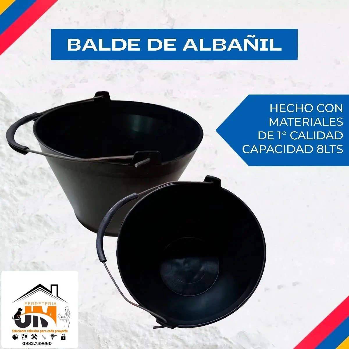 8lts BALDE ALBANHIL NEGRO 8LTS - Imagen 1