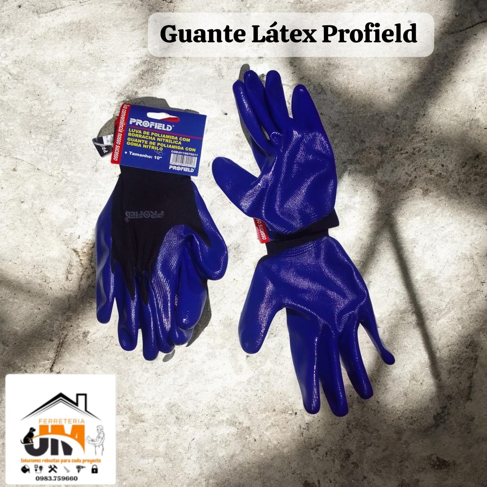 GUANTE LATEX GUANTE TELA ELAST PALMA AZUL - Imagen 1