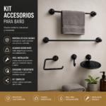 KIT PARA SANITARIO BELLA ARTE NEGRO SACHET