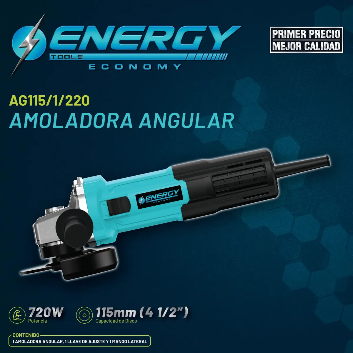 AMOLADORA ENERGY AMOLADORA 720W ENERGY 115MM 4 5 - Imagen 1