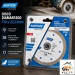 DISCO CORTE 4 5 TURBO NORTON 110X22 23 DIAM PORC / M