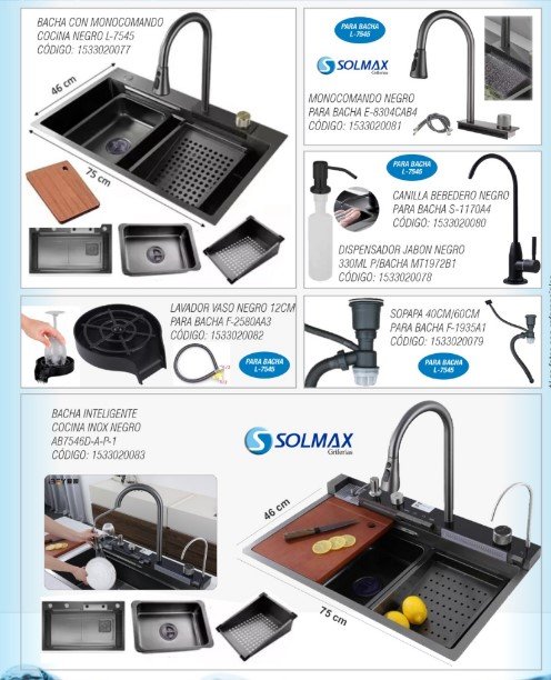 BACHA INTELIGENTE PARA COCINA ACERO INOXIDABLE NEGRO AB7546D-A-P1 BACHA INTELIGENTE PARA COCINA ACERO INOXIDABLE NEGRO AB7546D-A-P1 - Imagen 1